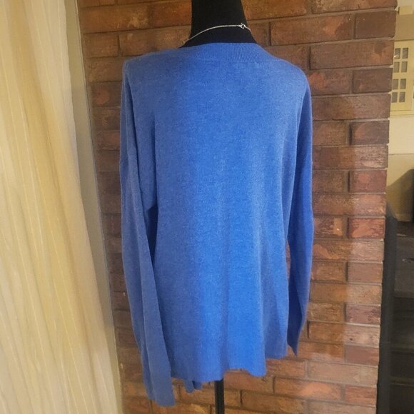 Westbound Medium Blue Soft as Cashmere Front Tie Sweater - Size L - Picture 4 of 7